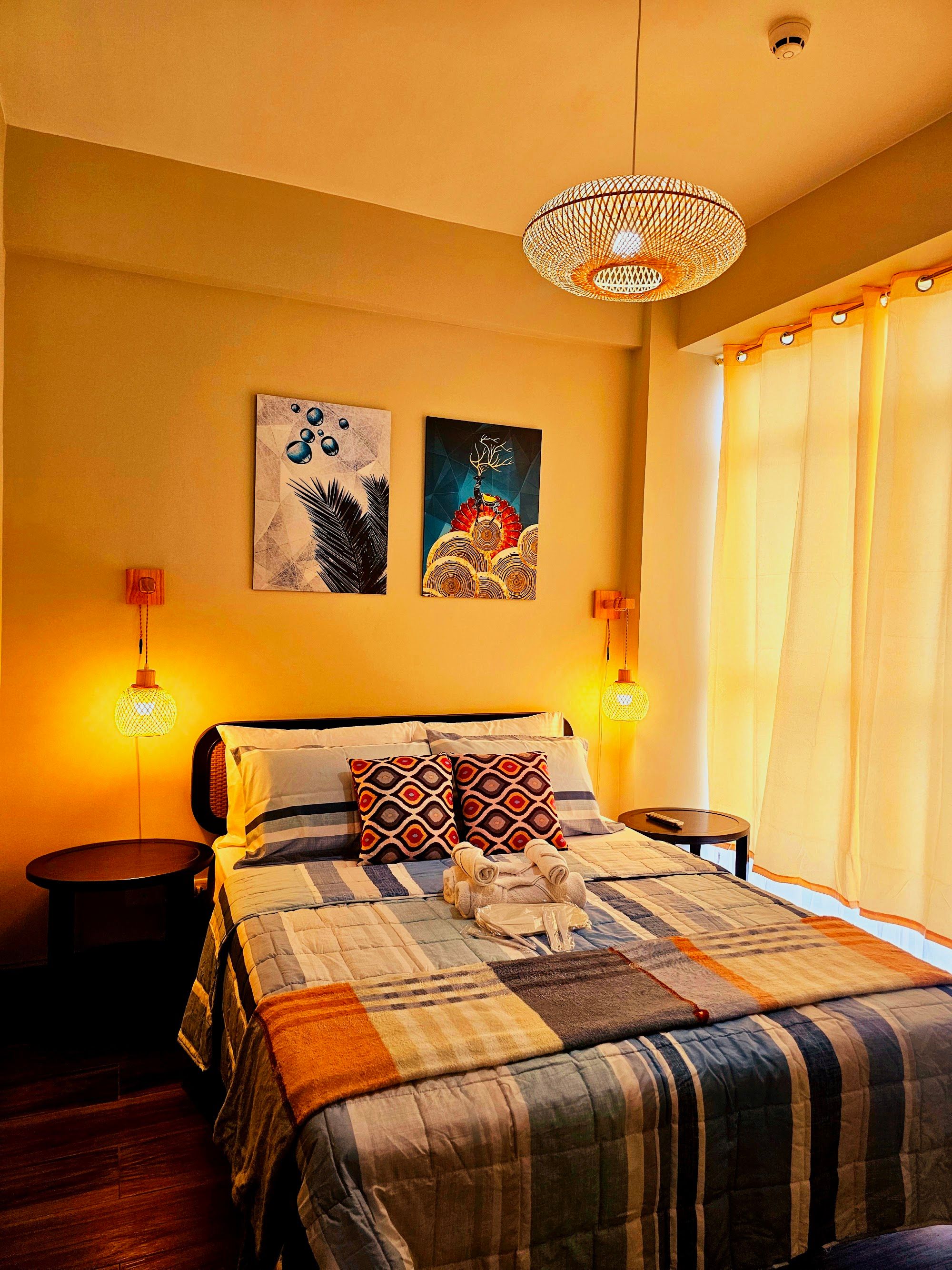 A fully furnished Acellyne's Suites bedroom